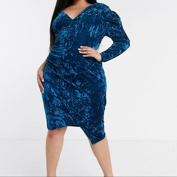 Club L | Dresses | Club L London Plus One Shoulder Velvet Mini Dress |  Poshmark